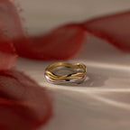 Mixed Metal Wave Ring Set Silver 18K Gold Plated