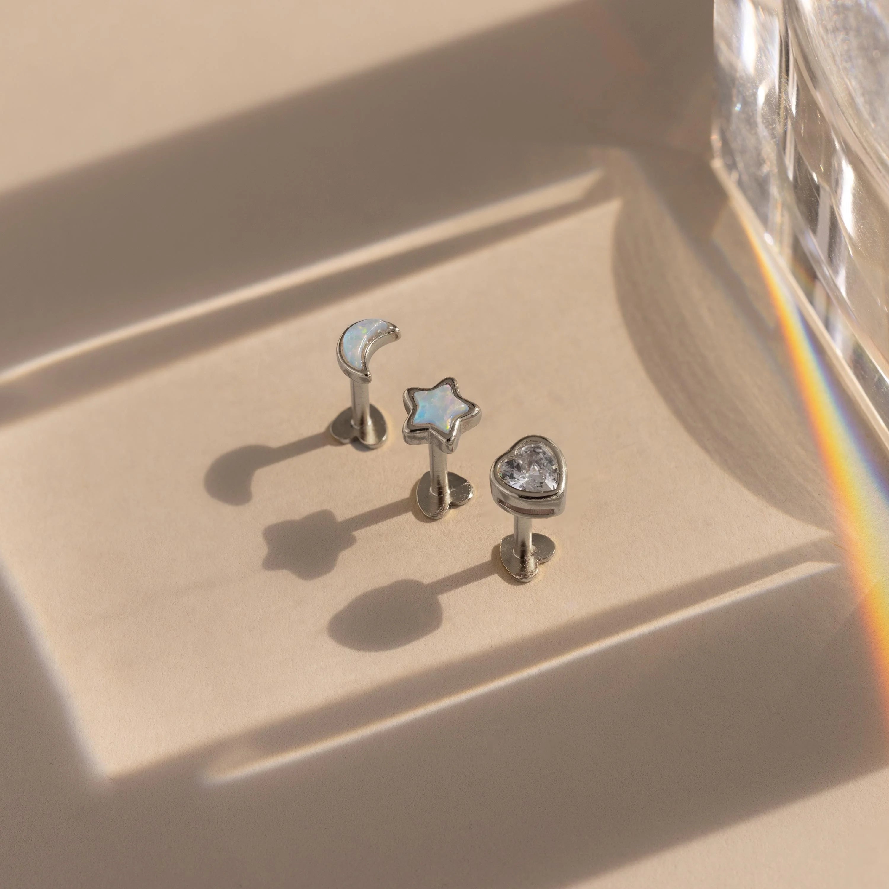 Celestial Flat Back Stud Silver 18K Gold Plated