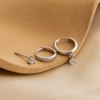Classic Diamond Earrings Set Silver 18K Gold Plated