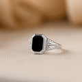 Vintage-Inspired Black Enamel Signet Ring