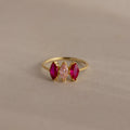 Multiple Marquise Birthstone Ring Silver 18K Gold Plated