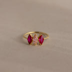 Multiple Marquise Birthstone Ring Silver 18K Gold Plated