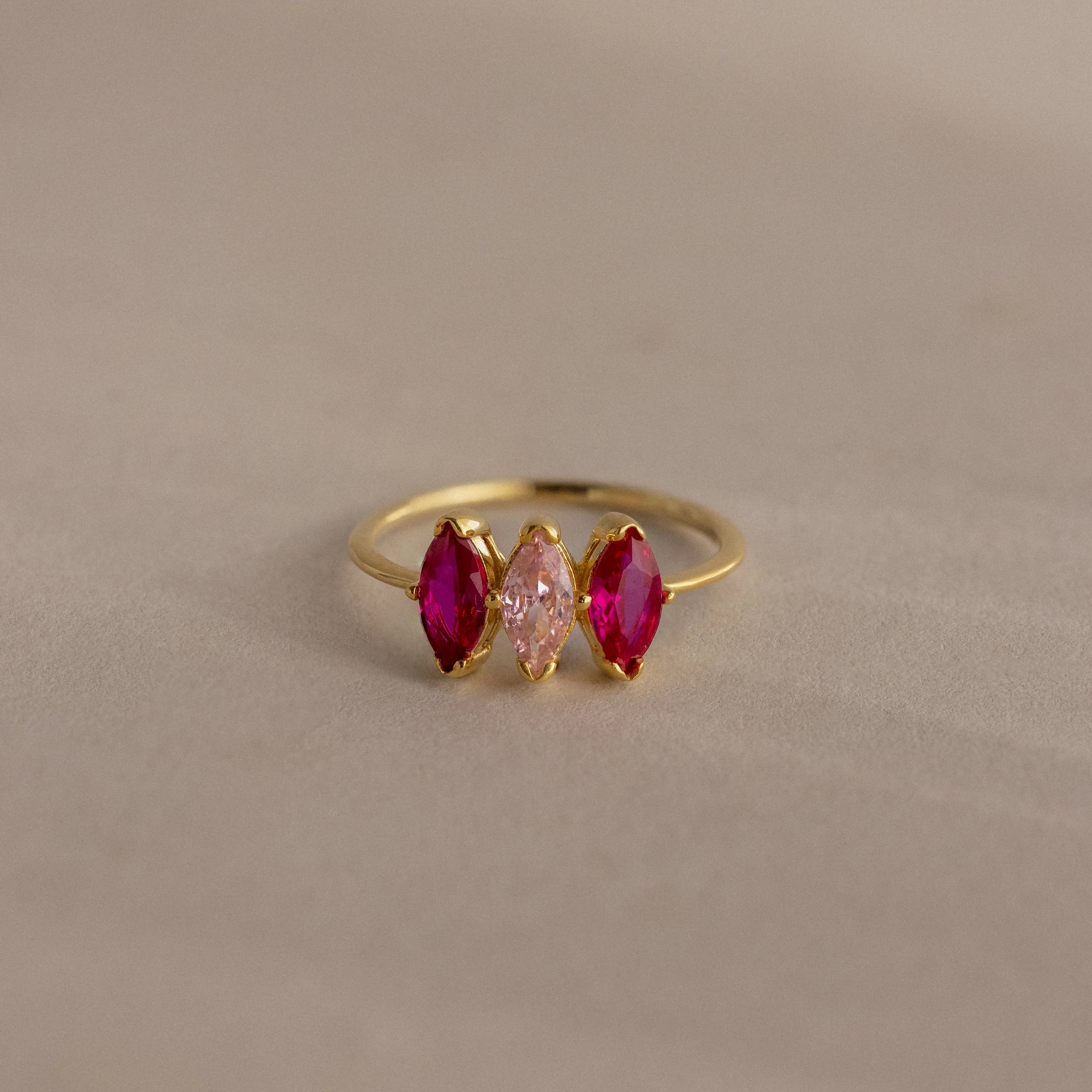Multiple Marquise Birthstone Ring Silver 18K Gold Plated