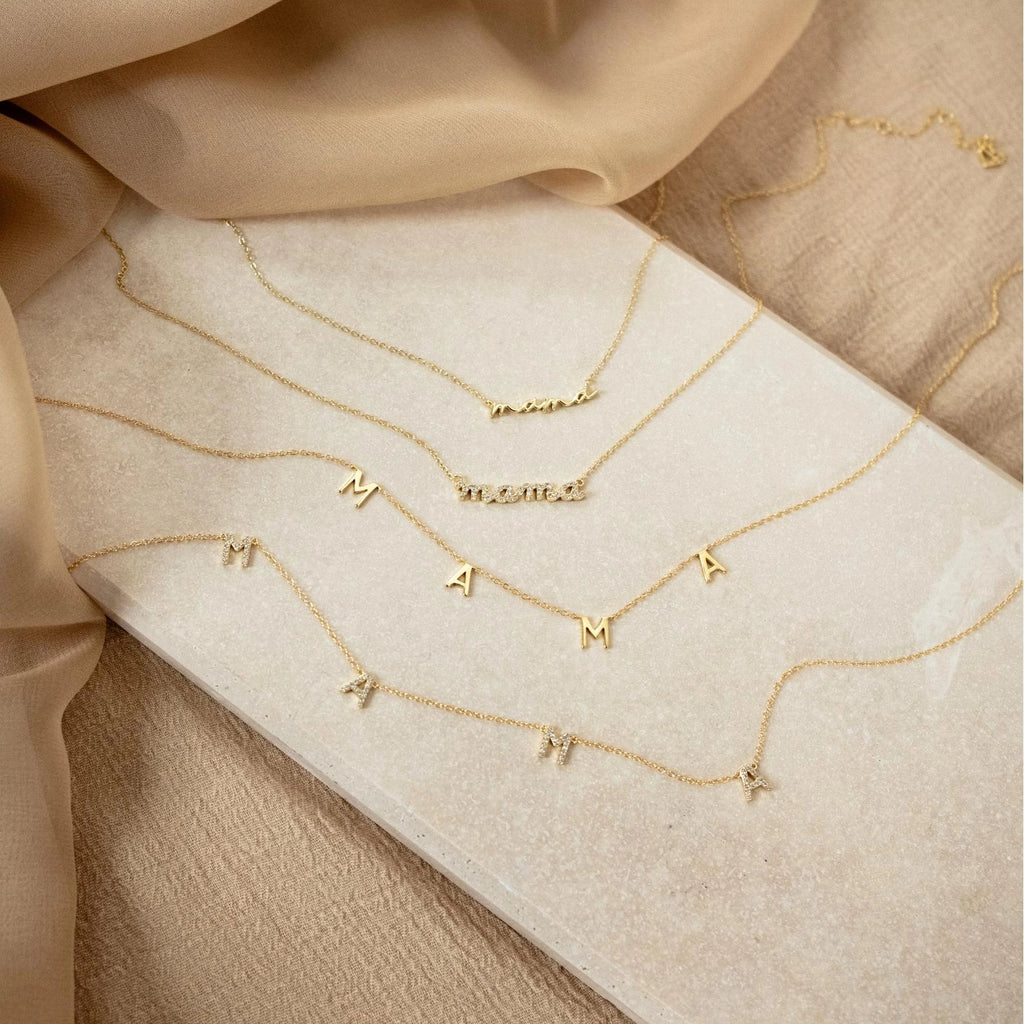 Mama Letter Necklace Silver 18K Gold Plated
