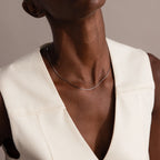 Dainty Herringbone Necklace Silver 18K Gold Plated
