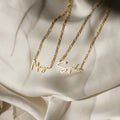 Summer Name Necklace in Figaro Chain Silver 18K Gold Plated
