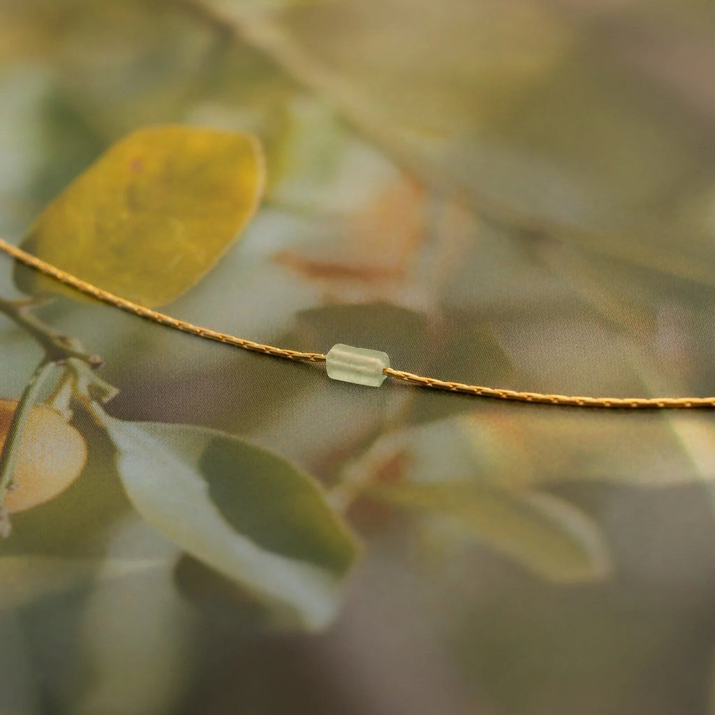 Embrace Serenity and Luck with our Green Crystal Bar Necklace