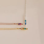 Vertical Pod Birthstone Necklace Silver 18K Gold Plated