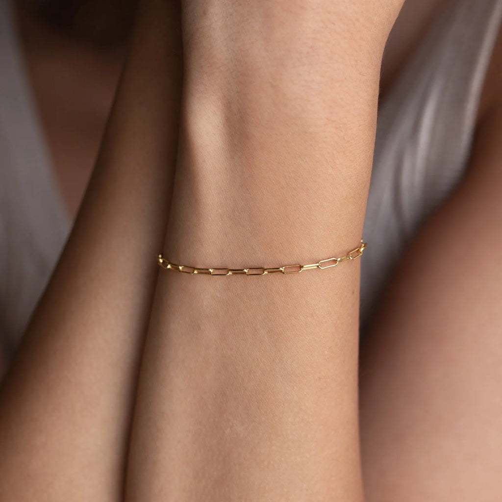 Paperclip Chain Bracelet Silver 18K Gold Plated