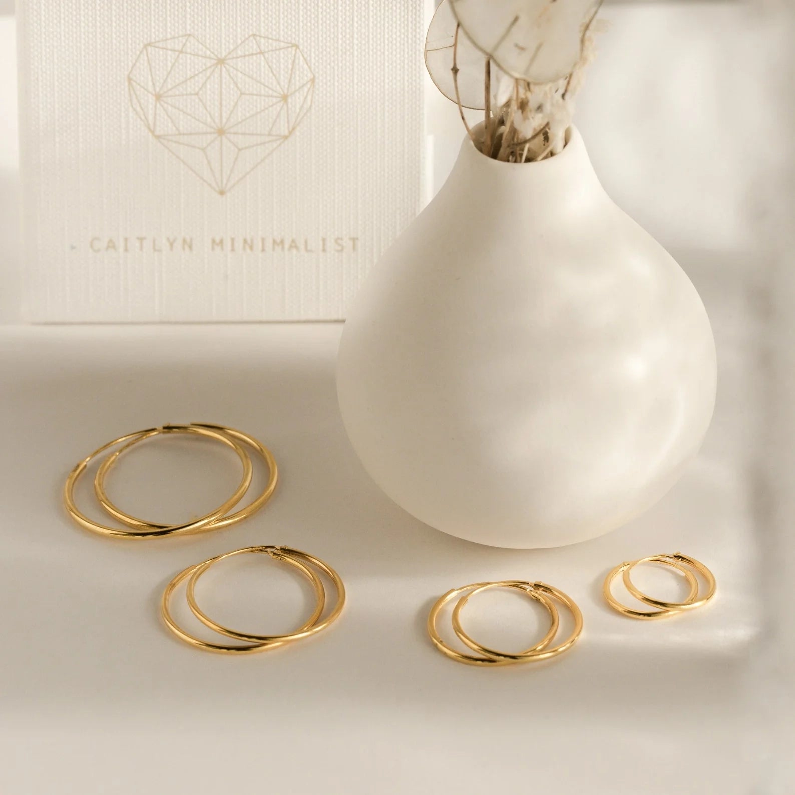 Thin Hoops Set Silver 18K Gold Plated