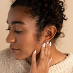 Dainty Opal Diamond Huggies Silver 18K Gold Plated
