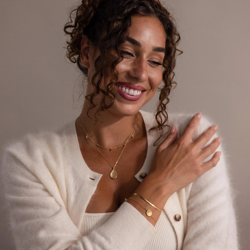 Fingerprint Birthstone Teardrop Necklace Silver 18K Gold Plated