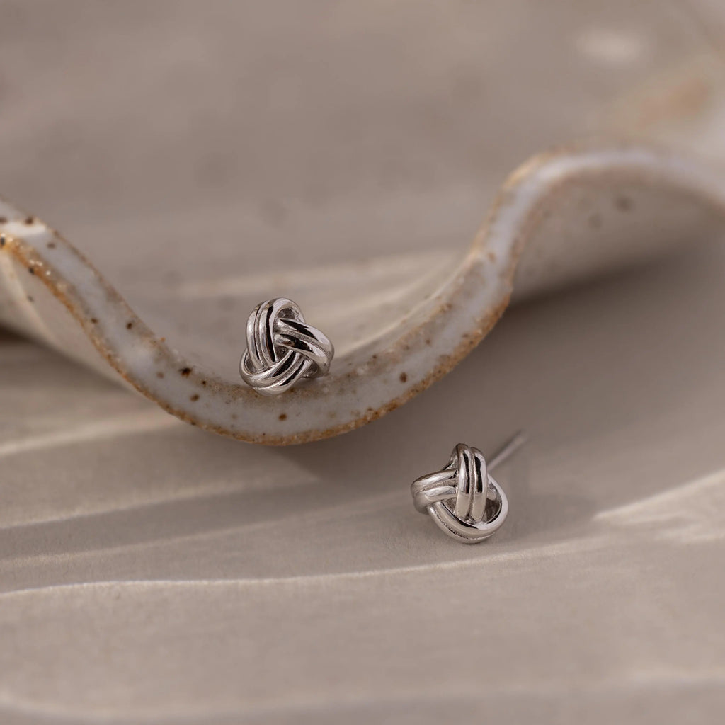 Love Knot Studs Silver 18K Gold Plated