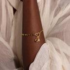 Heart Charm Paperclip Bracelet Silver 18K Gold Plated