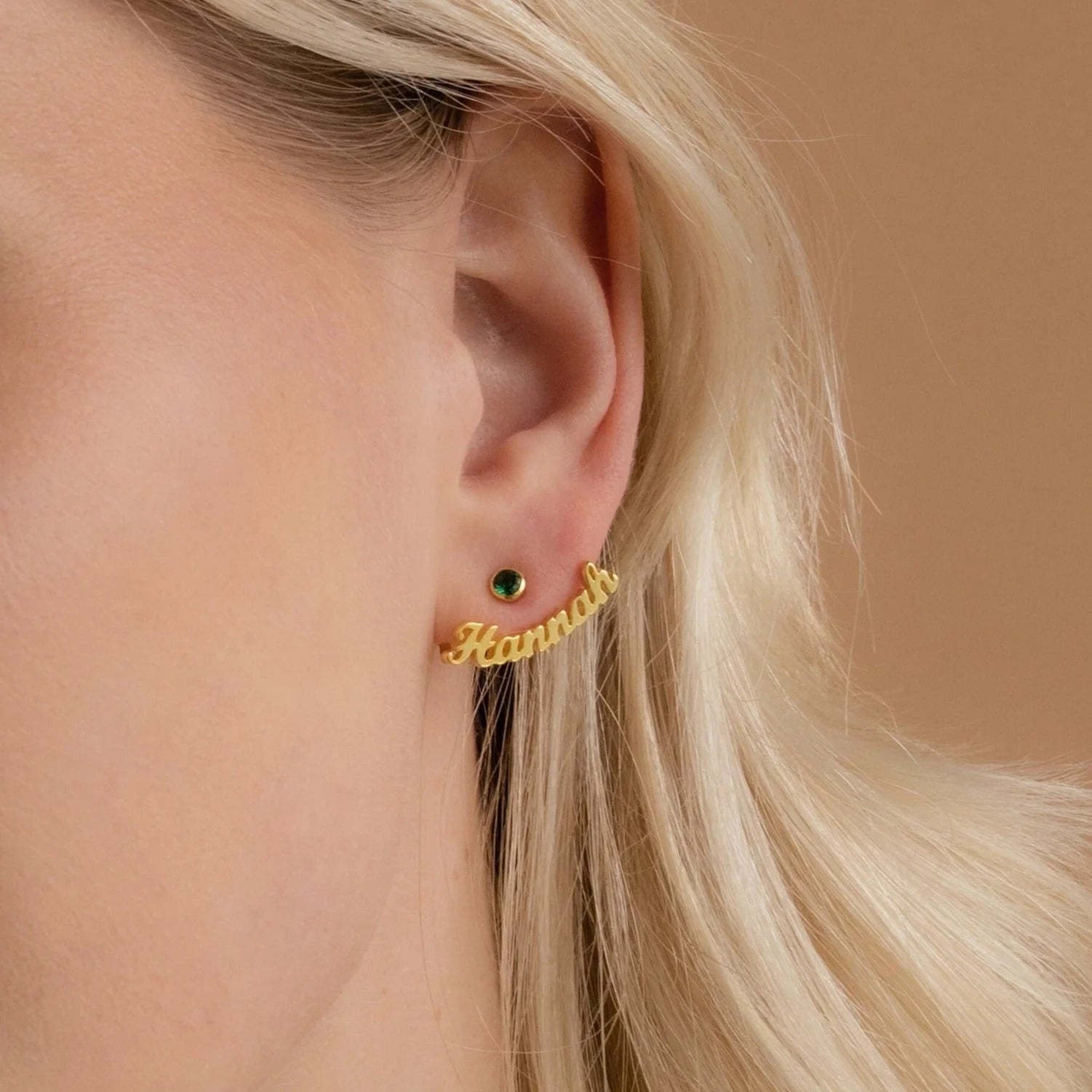 Personalized Birthstone Name Wrap-around Earrings