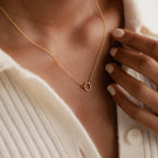 Pavé Circle Interlocking Necklace Silver 18K Gold Plated