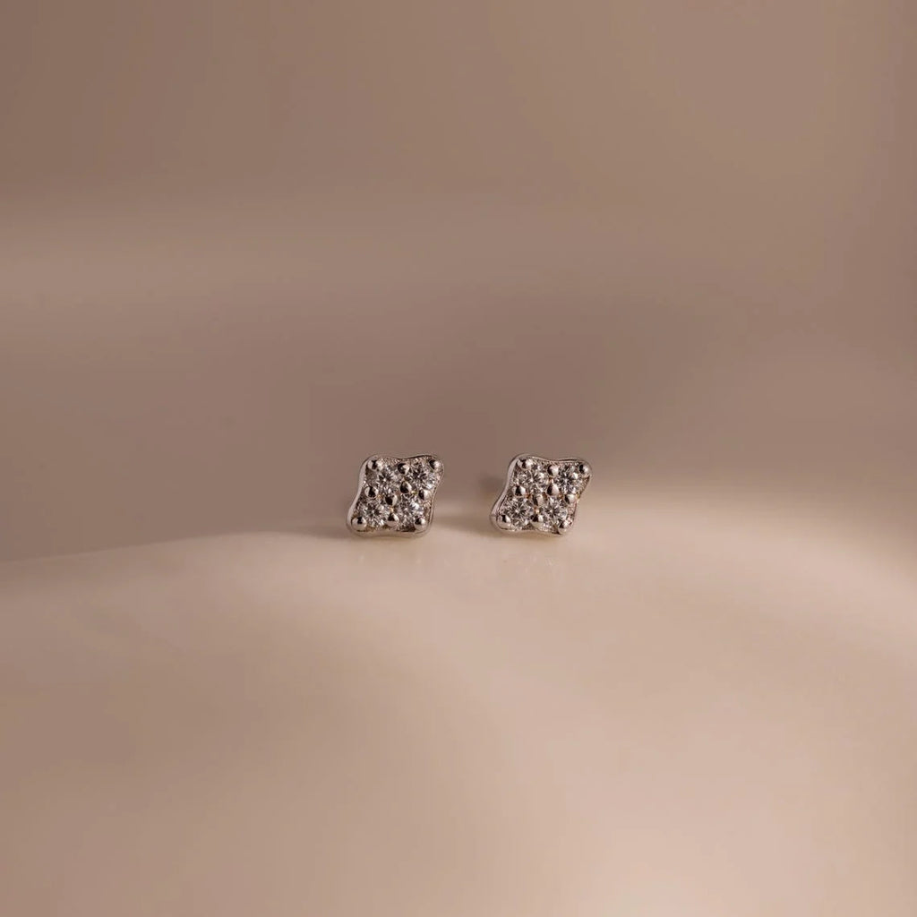 Diamond Geometric Studs Silver 18K Gold Plated