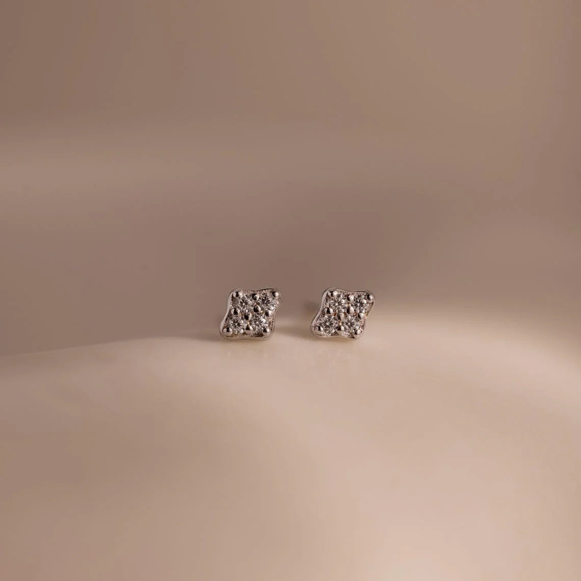 Diamond Geometric Studs Silver 18K Gold Plated