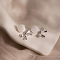 Rose Ribbon Studs Silver 18K Gold Plated