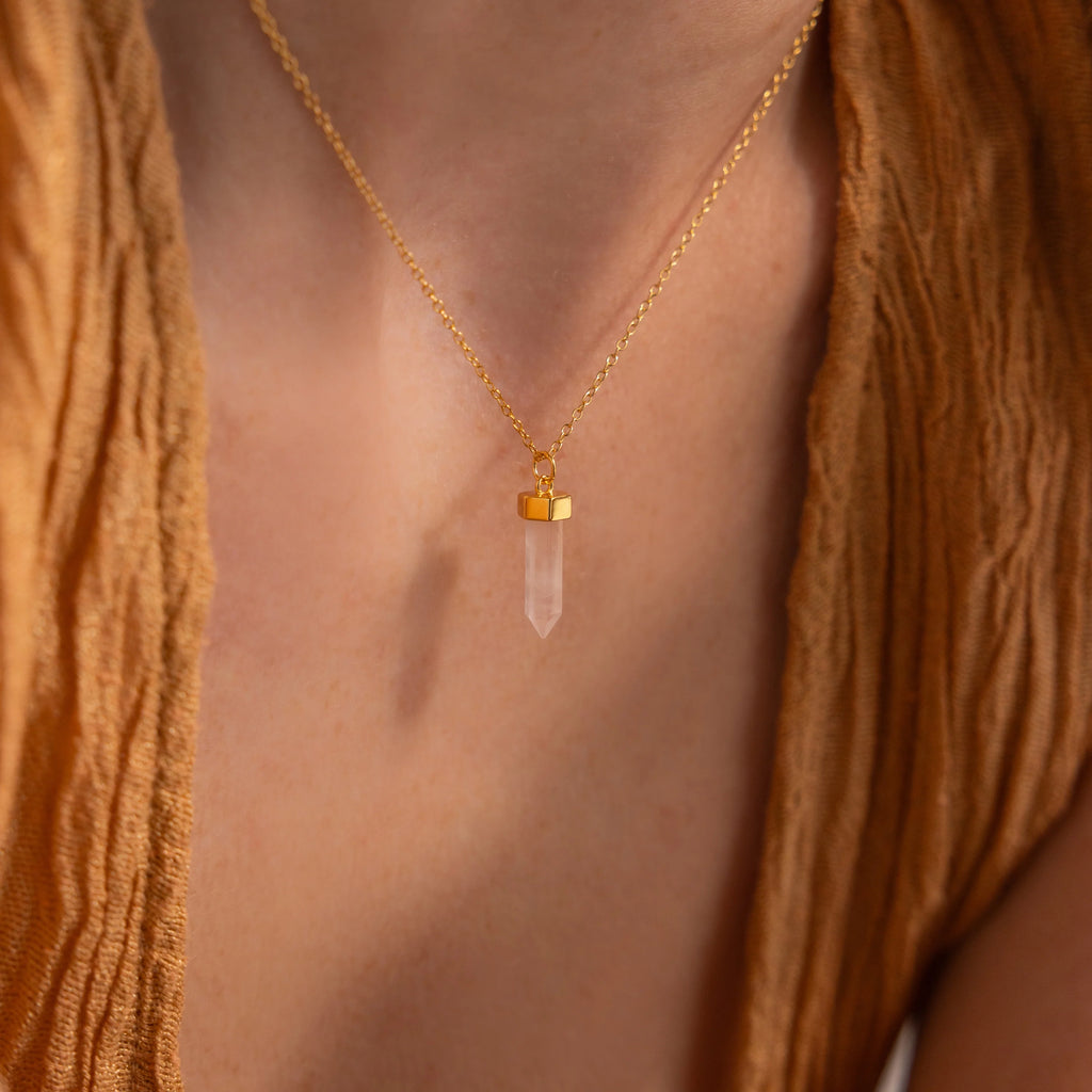 Crystal Quartz Necklaces Silver 18K Gold Plated