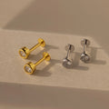 Medium Diamond Bezel Flatback Studs Silver 18K Gold Plated