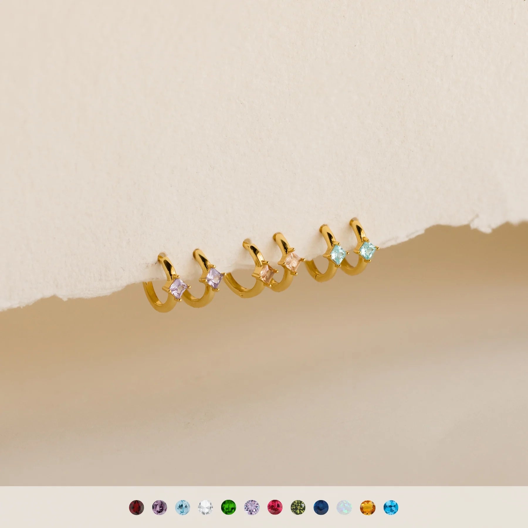 Athena Birthstone Huggie Earrings