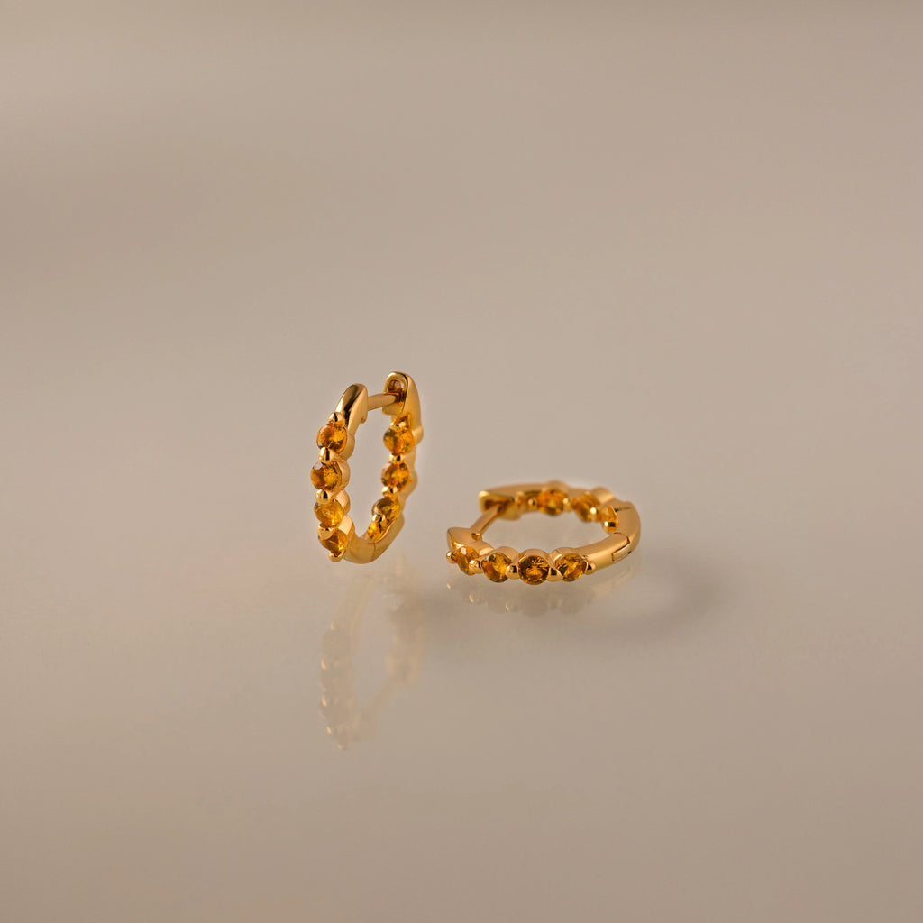 Mini Birthstone Beaded Huggies Silver 18K Gold Plated