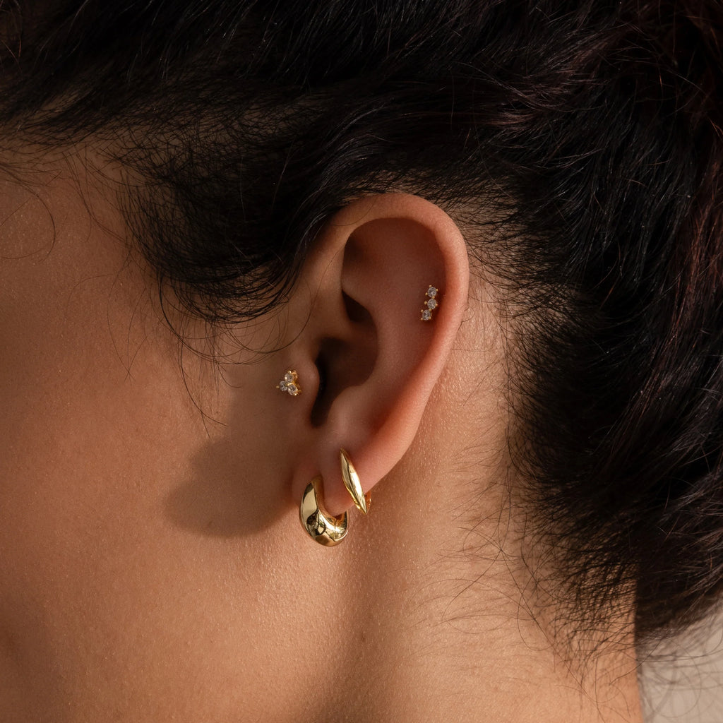 Bold Oval Huggies Silver 18K Gold Plated