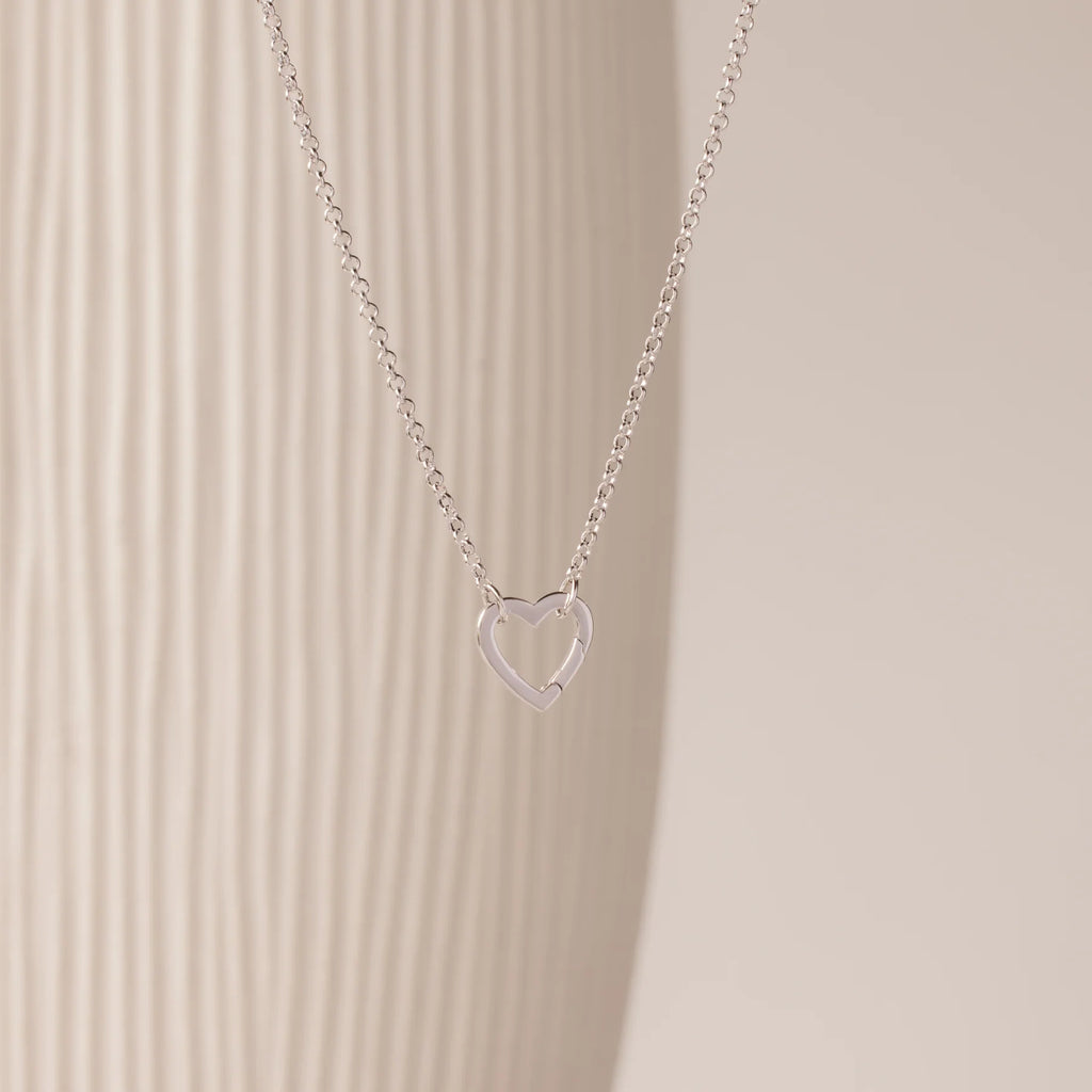 Rolo Heart Clasp Necklace Silver 18K Gold Plated