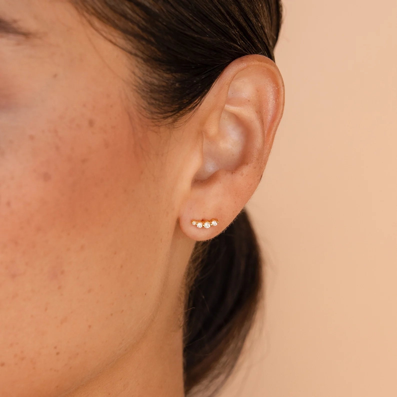 Tiny Diamond Climbers  Silver 18K Gold Plated