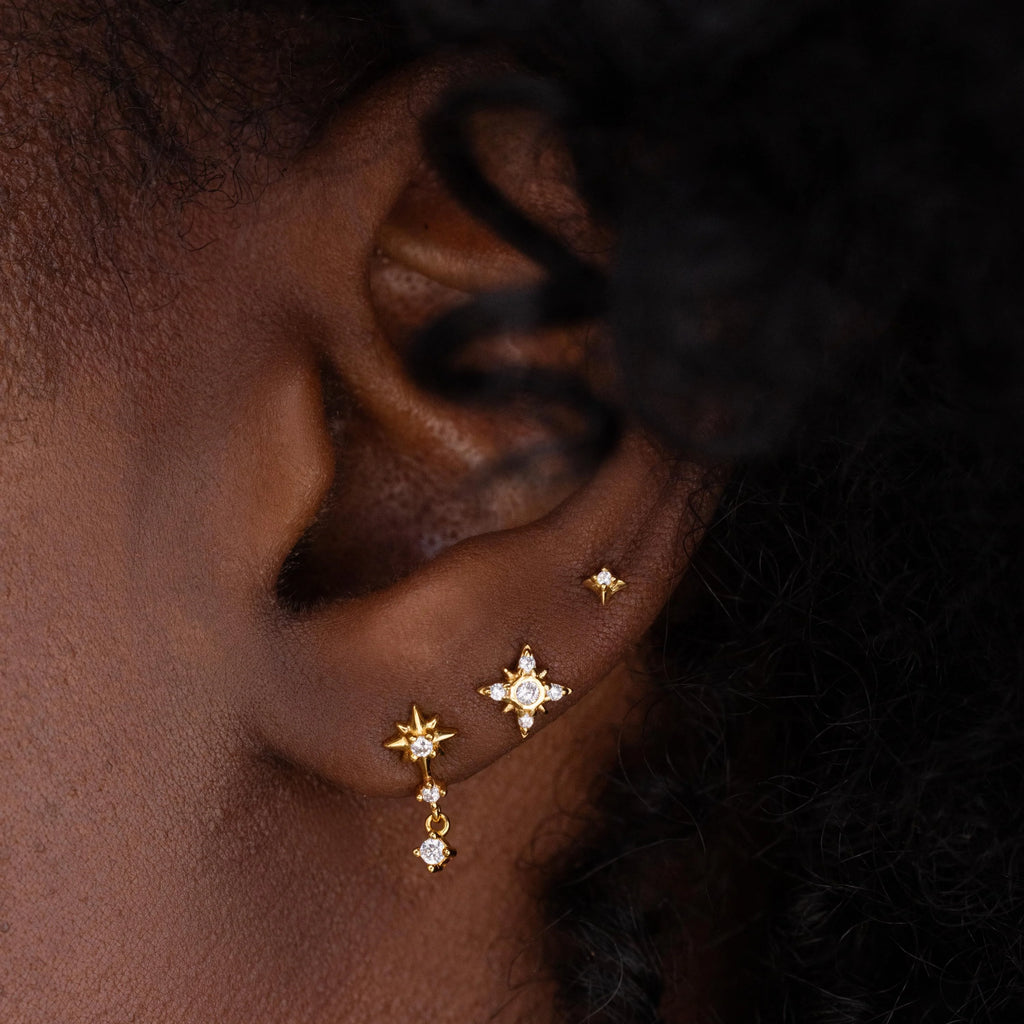 Starburst Flat Back Studs Silver 18K Gold Plated