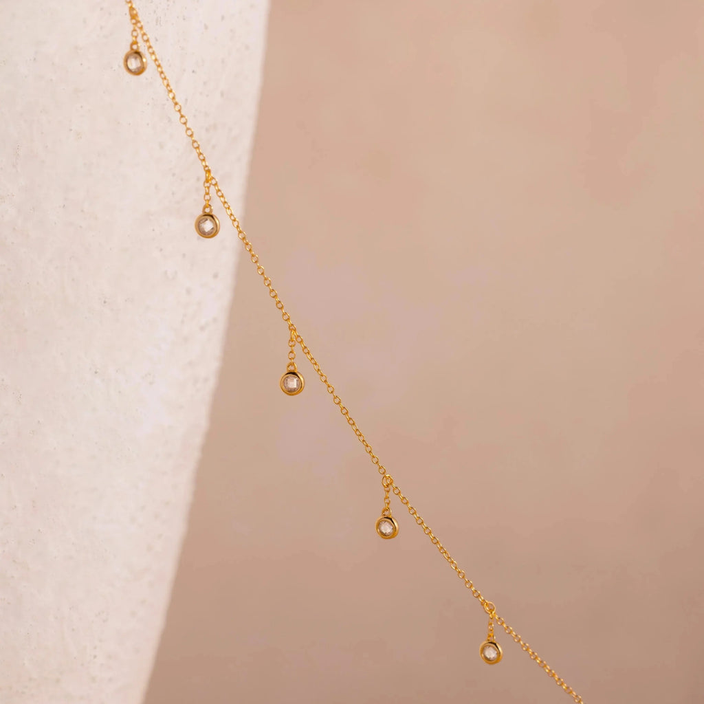 Diamond Station Body Chain Silver 18K Gold Plated