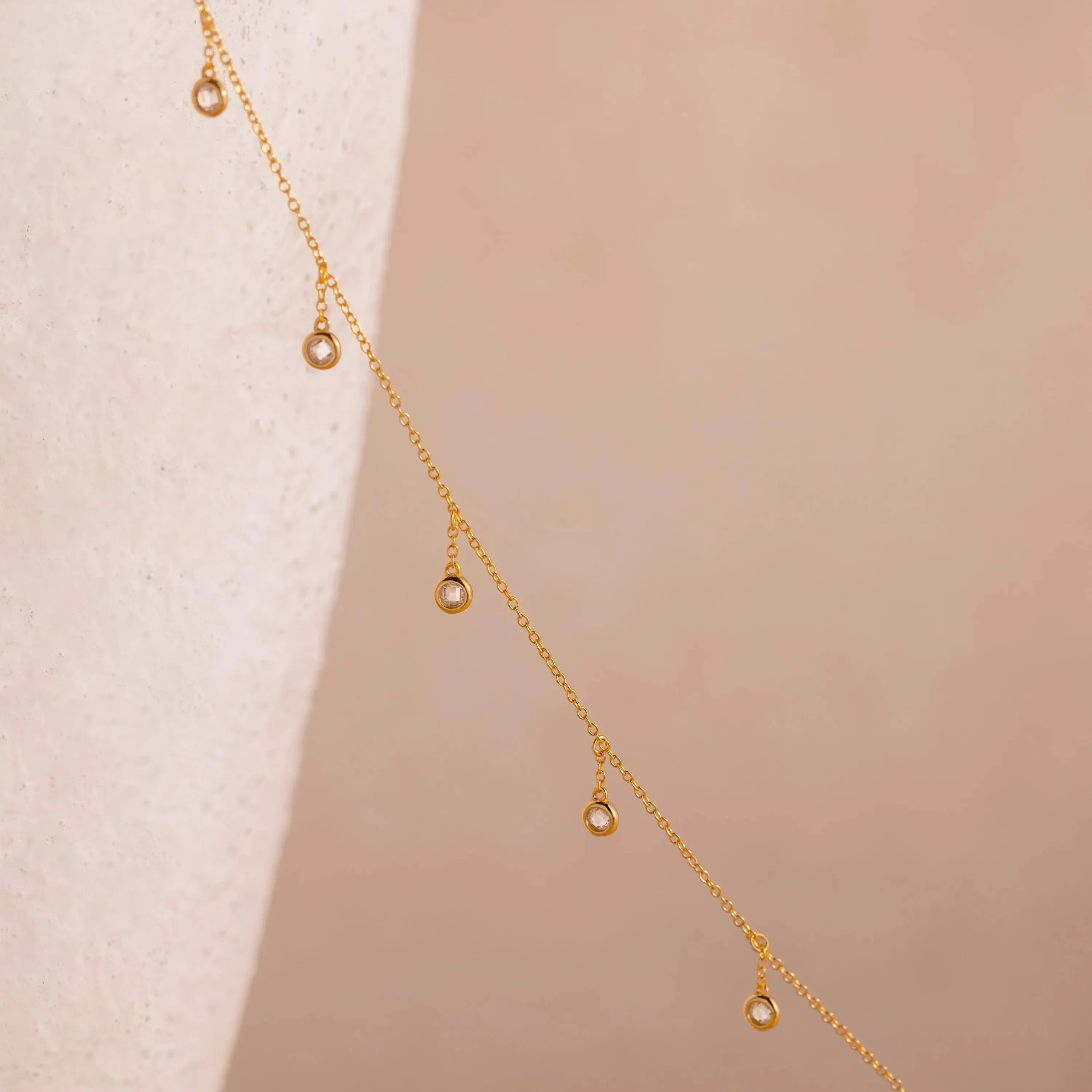 Diamond Station Body Chain Silver 18K Gold Plated