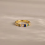 Multiple Birthstone Band Silver 18K Gold Plated