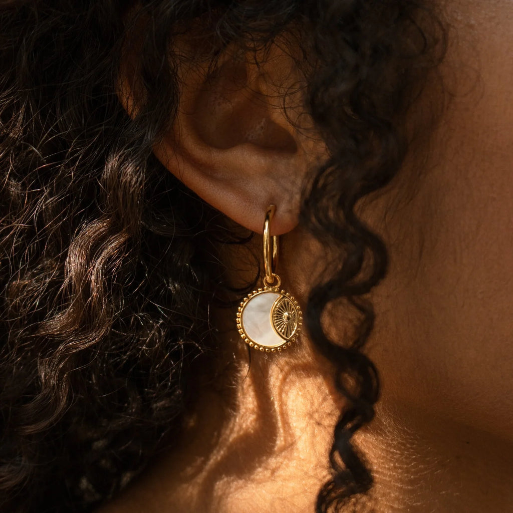 Pia Pearl Coin Hoops Silver 18K Gold Plated
