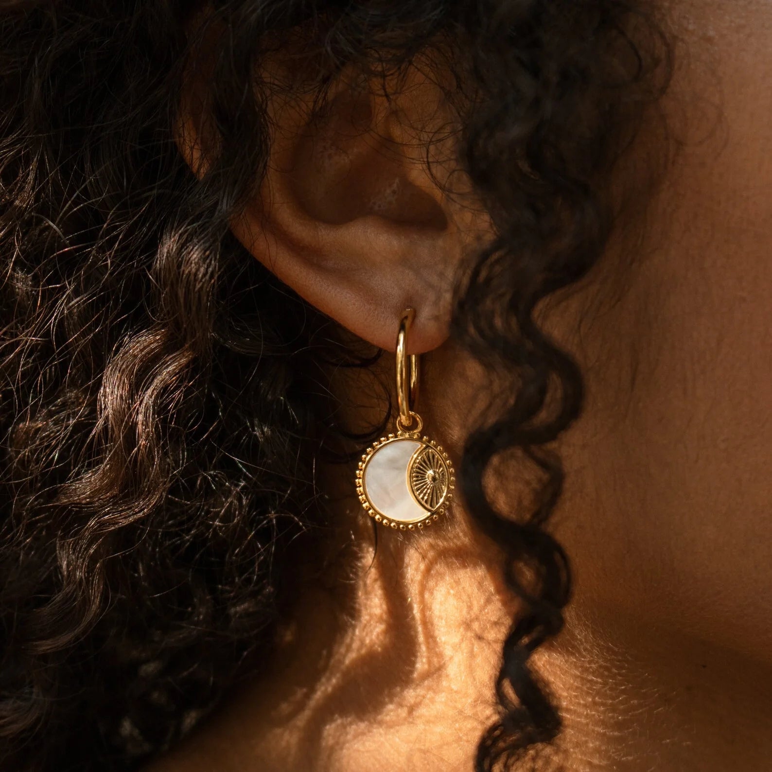 Pia Pearl Coin Hoops Silver 18K Gold Plated