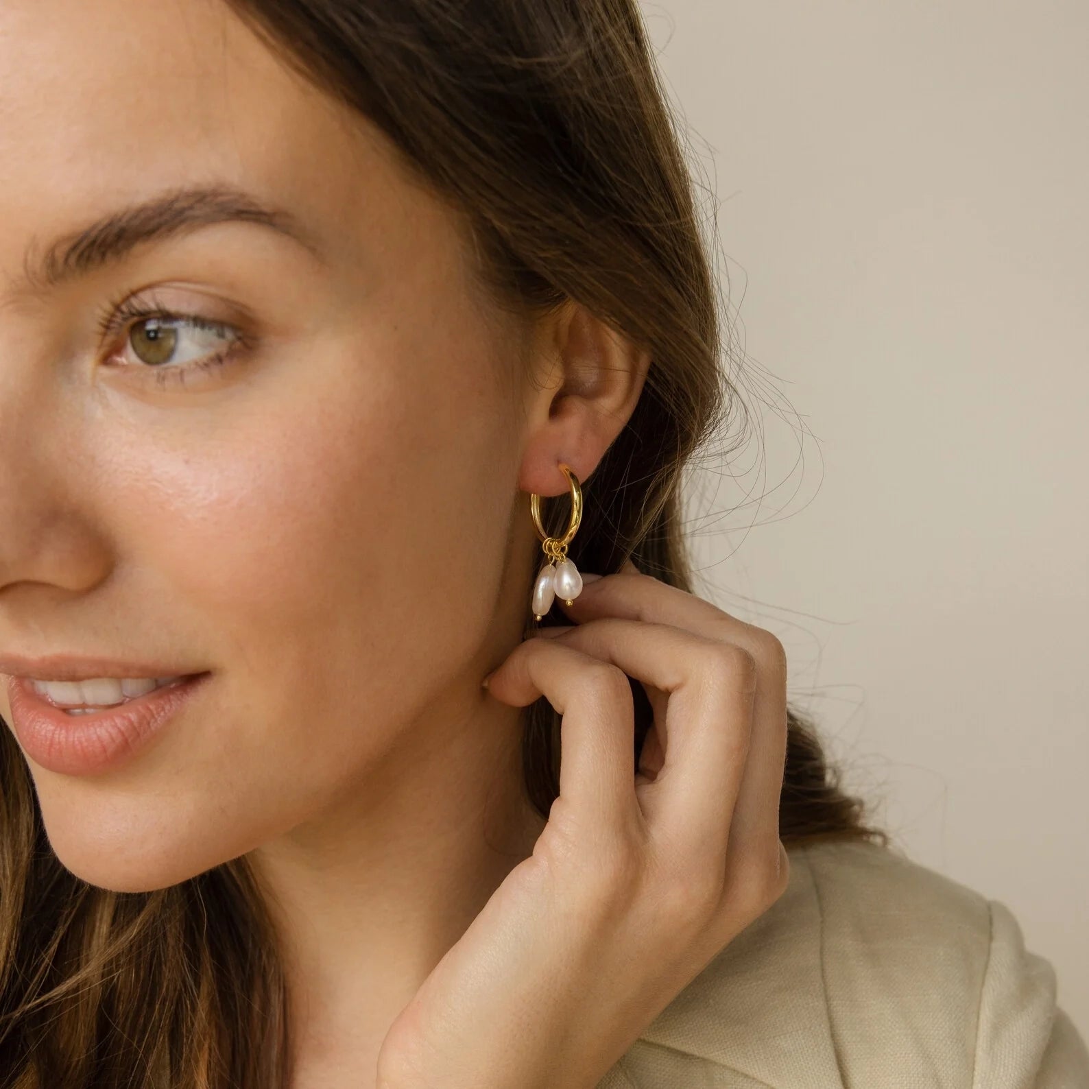 Pearl Drop Earrings Set Silver 18K Gold Plated