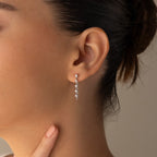 Diamond Chain Drop Earrings Silver 18K Gold Plated