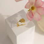 Birth Flower Name Ring Silver 18K Gold Plated