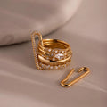 Multipurpose Pave Link Clasp Set Silver 18K Gold Plated
