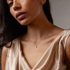 Diamond Rounded Pearl Flower Necklace Silver 18K Gold Plated