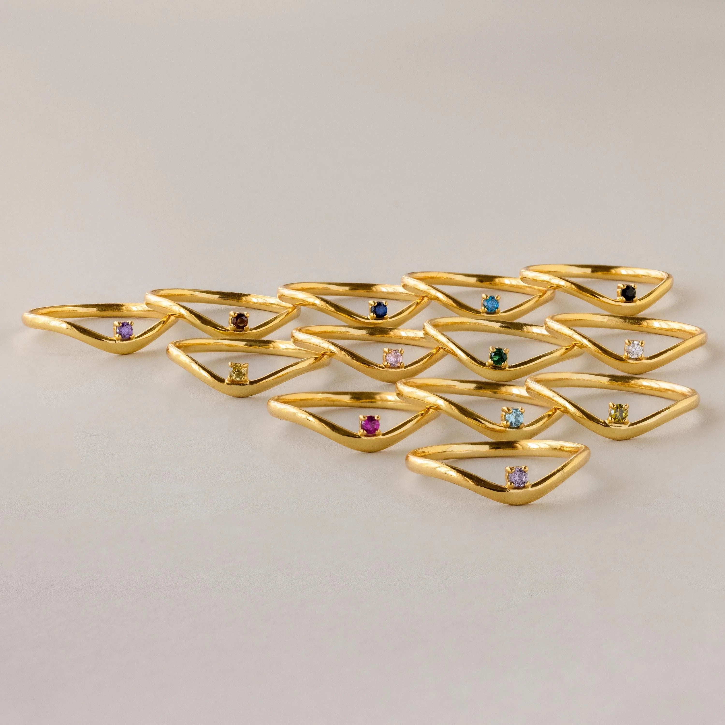 Alexandrite Drop Curve Ring Silver 18K Gold Plated