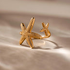 Open Duo Starfish Ring Silver 18K Gold Plated