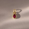 Teardrop Ruby Charm Silver 18K Gold Plated
