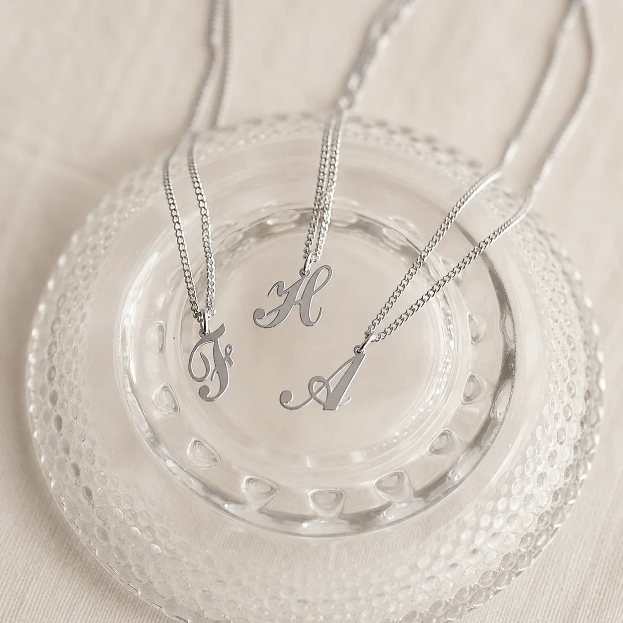 Old English Initial Necklace with Curb Chain