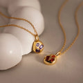 Mixed Garnet Capsule Necklace Silver 18K Gold Plated