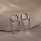 Duo Mirror Chain Huggies Silver 18K Gold Plated