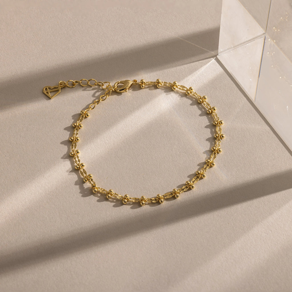 Dainty Mirror Chain Bracelet Silver 18K Gold Plated