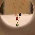Ruby North Star Necklace Silver 18K Gold Plated