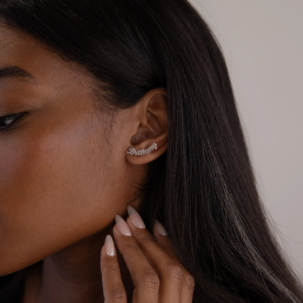 London Name Earrings Silver 18K Gold Plated